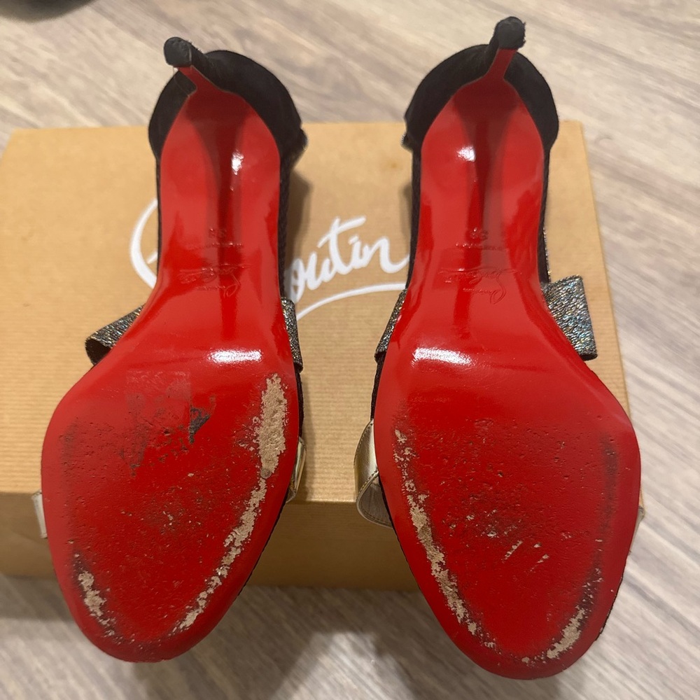 Christian Louboutin Black and Metallic Heels - Picture 3 of 4